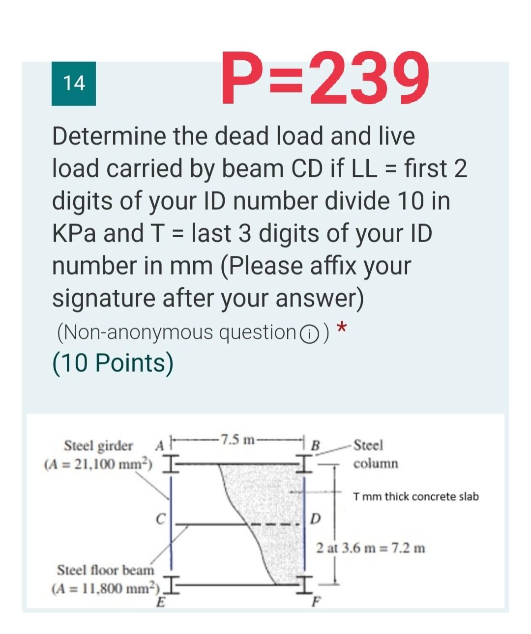 Solved 14 P=239 Determine the dead load and live load | Chegg.com