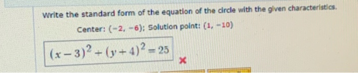 Solved Write the standard form of the equation of the circle | Chegg.com