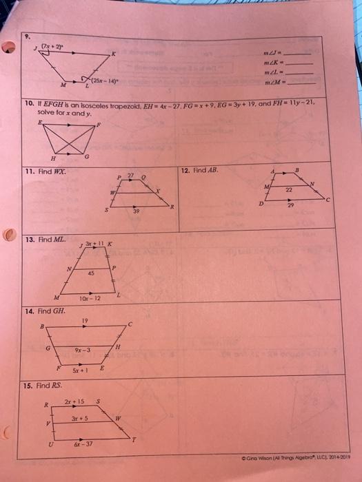 unit 7 polygons and quadrilaterals homework 7 trapezoids answer key