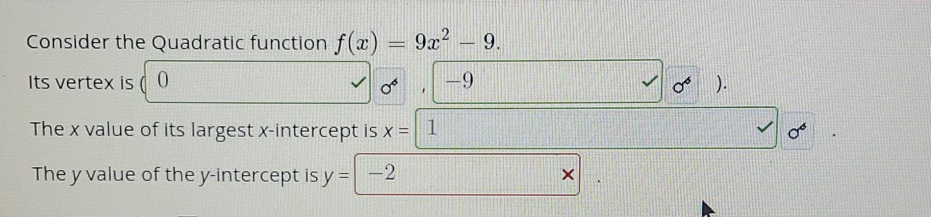 what is the domain of this quadratic function y=x2 6x 9