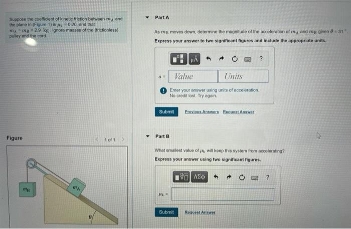 Solved Part A Suppose the coefficient of kinetic friction | Chegg.com
