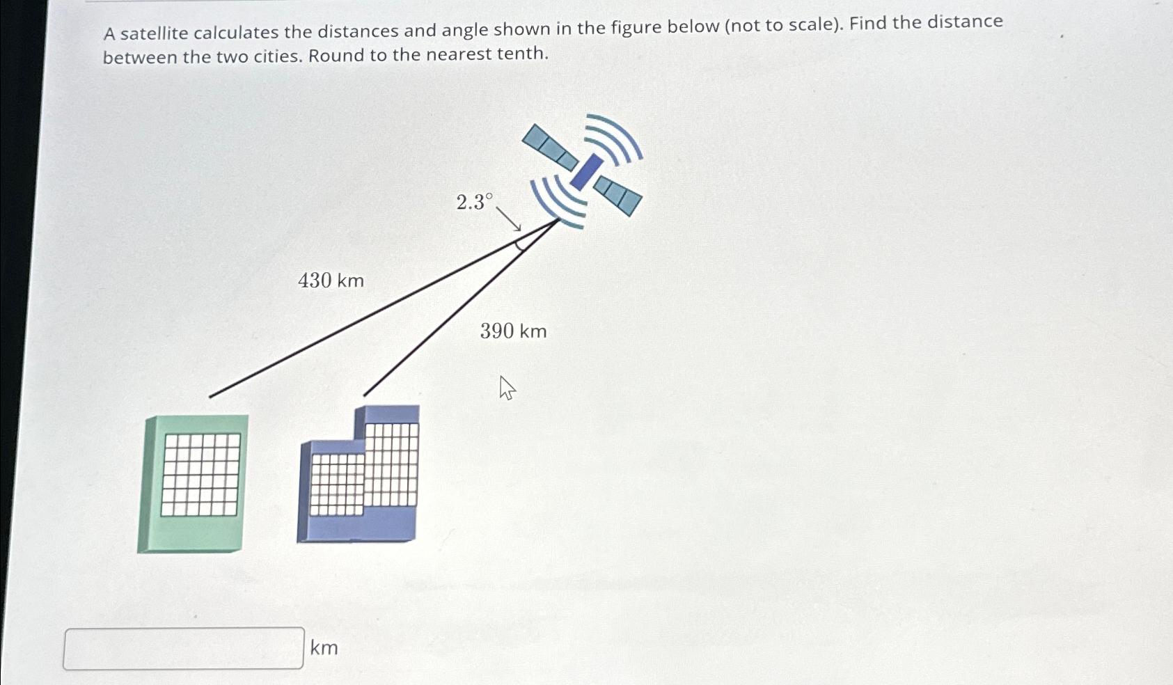 Solved A satellite calculates the distances and angle shown | Chegg.com