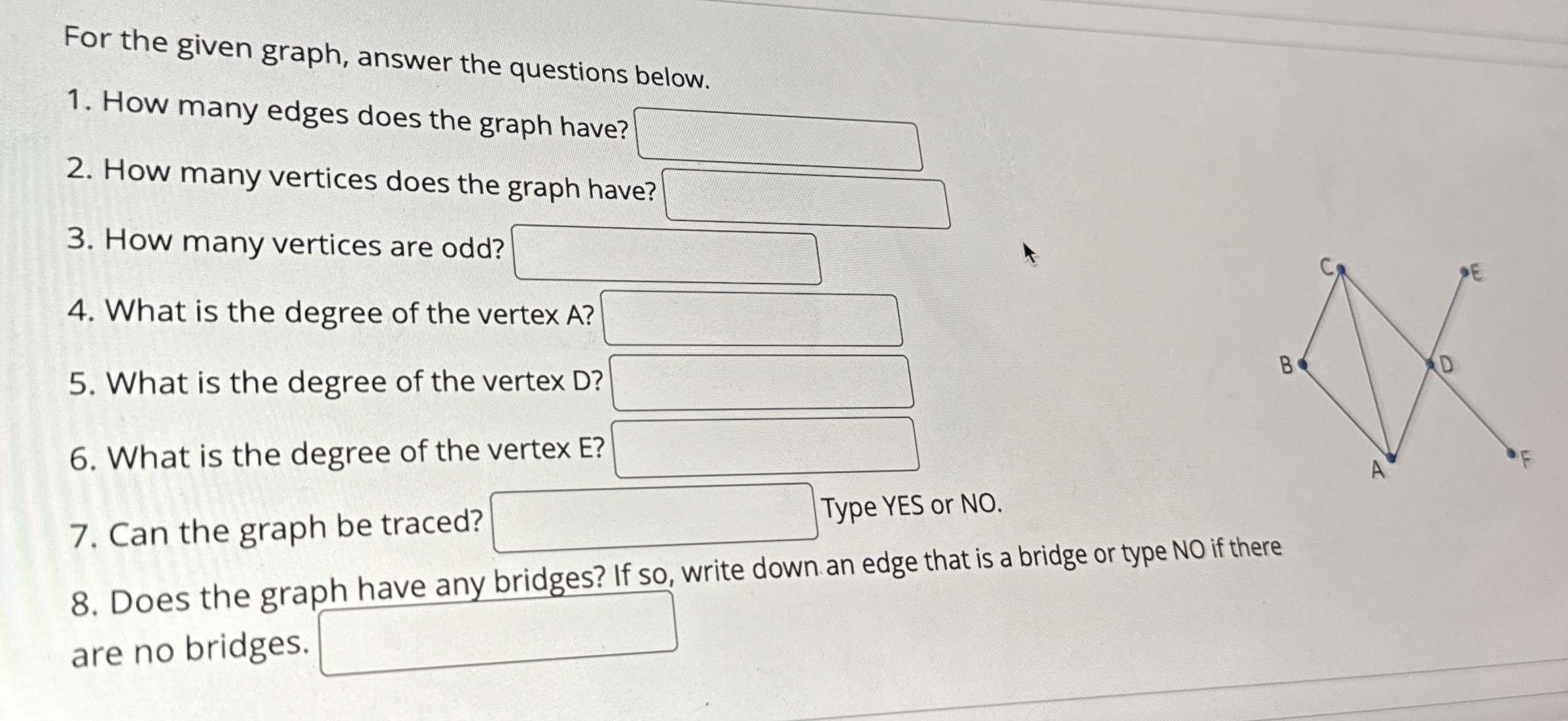 Solved For the given graph, answer the questions below.How | Chegg.com