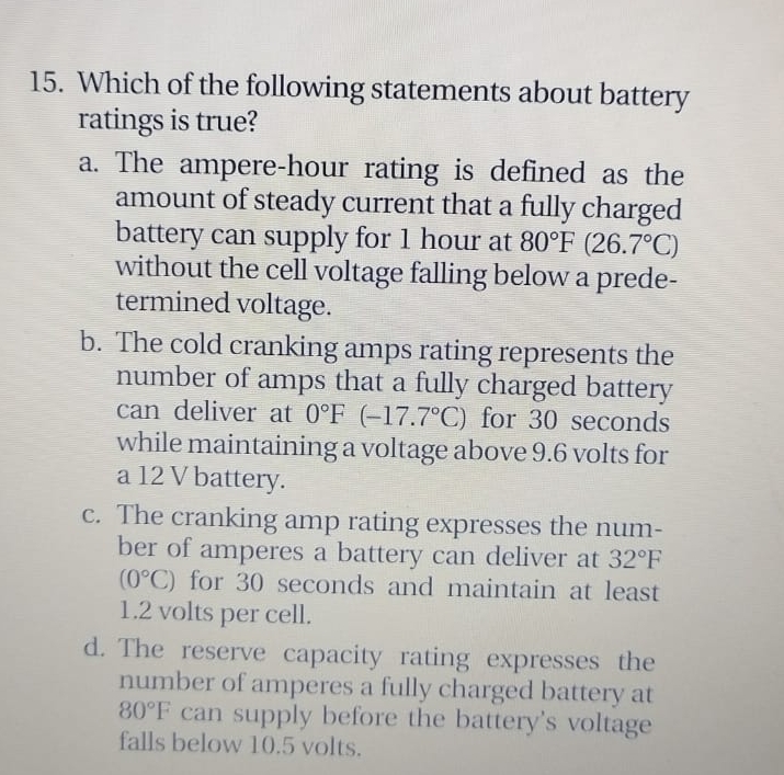 Solved Which of the following statements about battery | Chegg.com