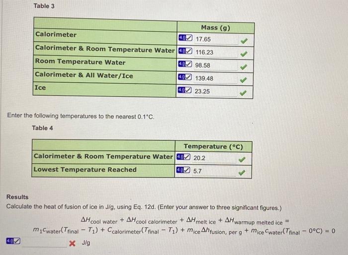 solve for heat of fusion standard heat capacity use