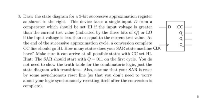 Solved 3. Draw the state diagram for a 3-bit successive | Chegg.com