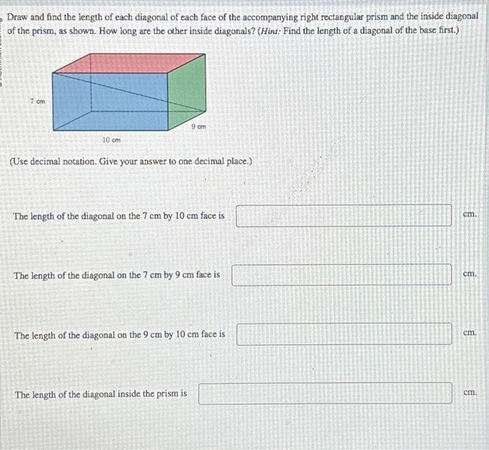 Solved Draw and find the length of each diagonal of each | Chegg.com