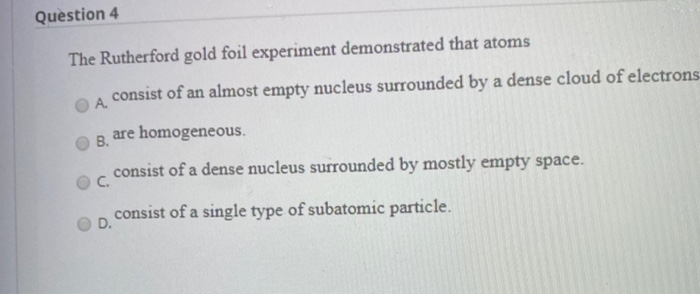 the rutherford gold foil experiment demonstrated that atoms