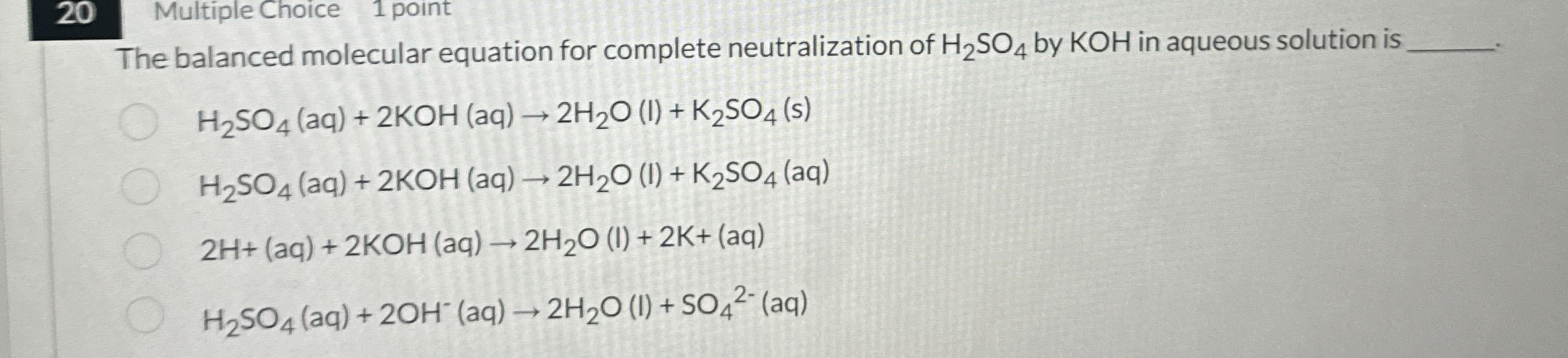 Solved Multiple Choice Pointthe Balanced Molecular Chegg Com