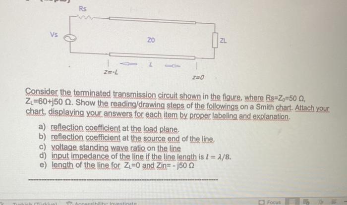 Solved Consider the terminated transmission circuit shown in | Chegg.com