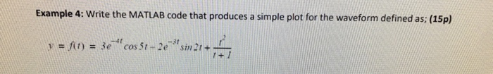 Solved Example 4: Write the MATLAB code that produces a | Chegg.com