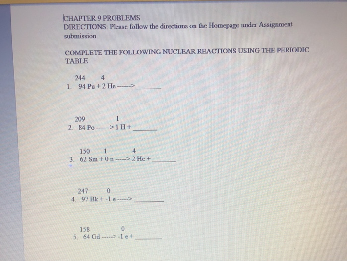 Solved CHAPTER 9 PROBLEMS DIRECTIONS: Please Follow The | Chegg.com