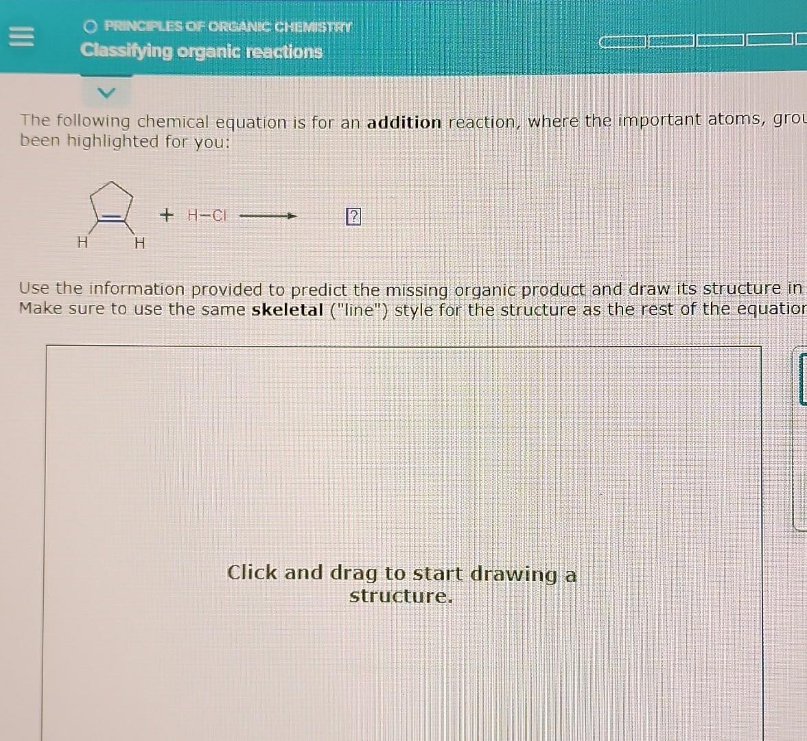 Solved The Following Chemical Equation Is For An Addition | Chegg.com