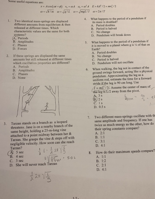 Solved Some Useful Equations Are Acos Ox 01 A Chegg Com