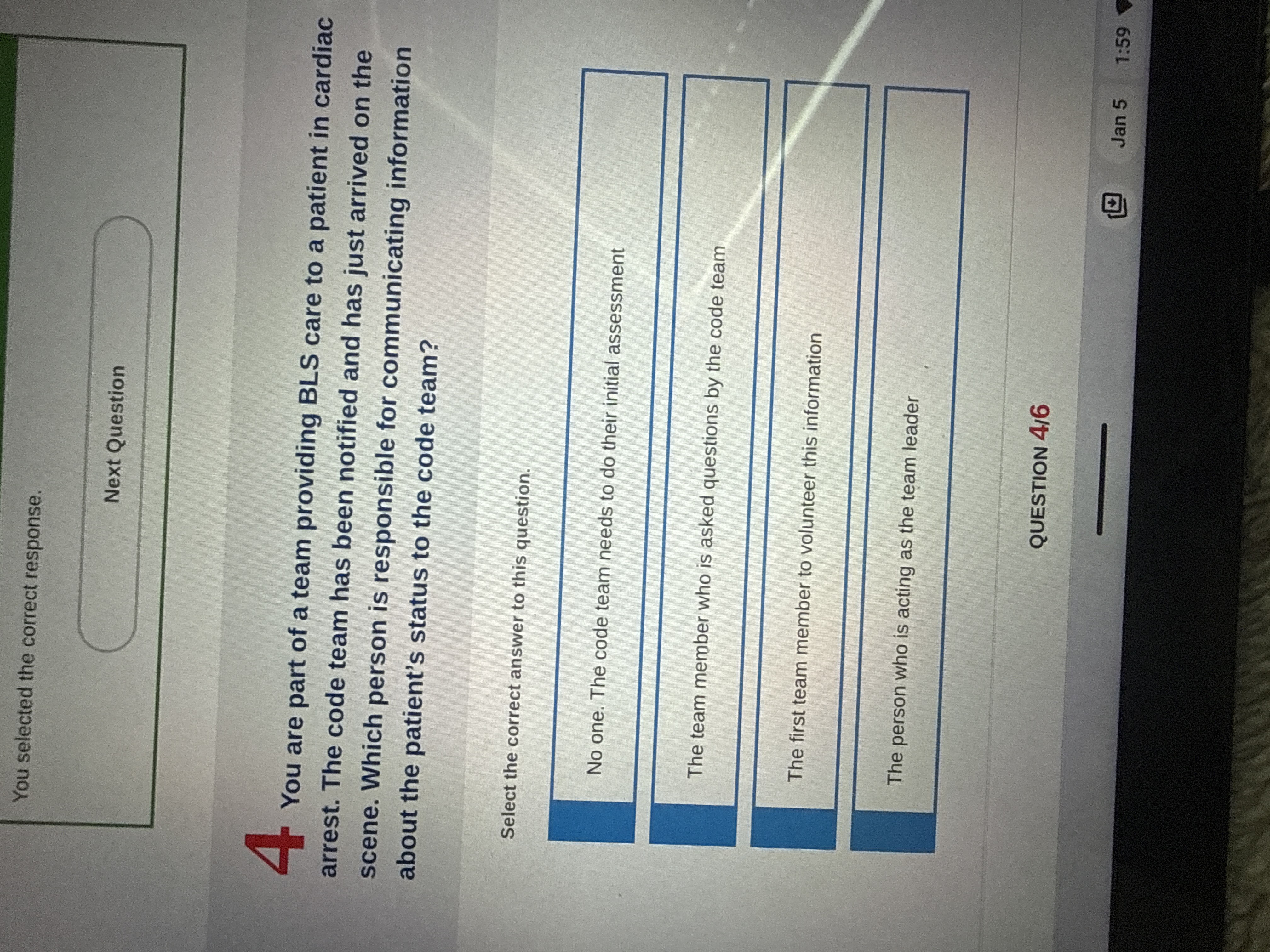 Solved You selected the correct response.Next Question4 ﻿You | Chegg.com