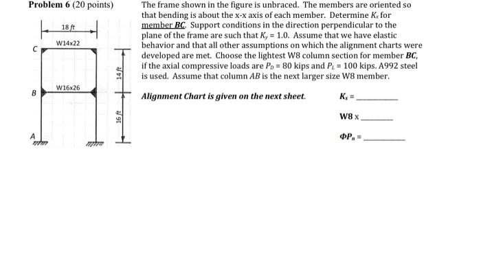 Solved Problem 6 (20 points) The frame shown in the figure | Chegg.com
