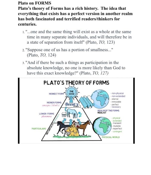Plato On FORMS Plato s Theory Of Forms Has A Rich Chegg