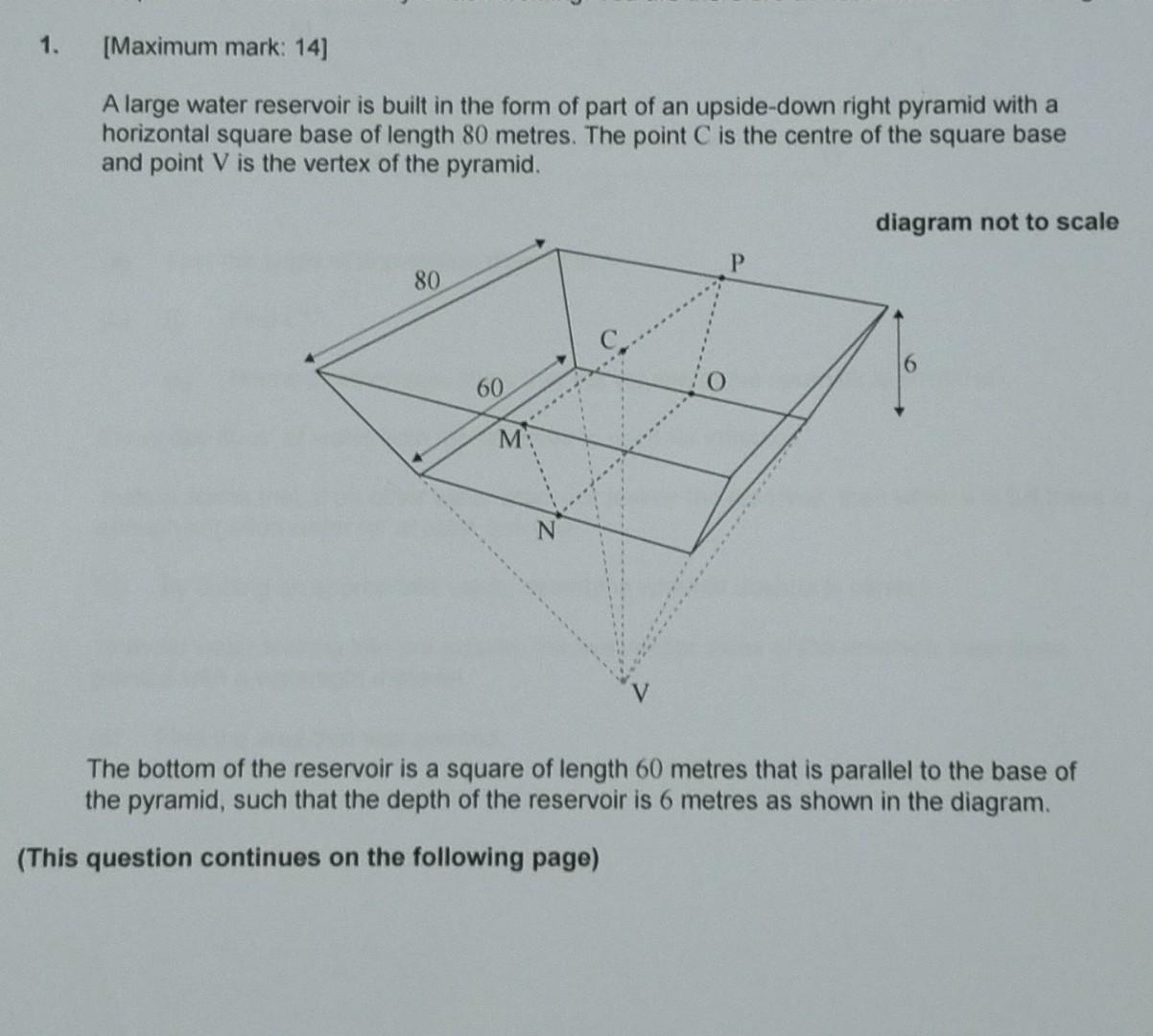 Solved 1. [Maximum mark: 14] A large water reservoir is | Chegg.com