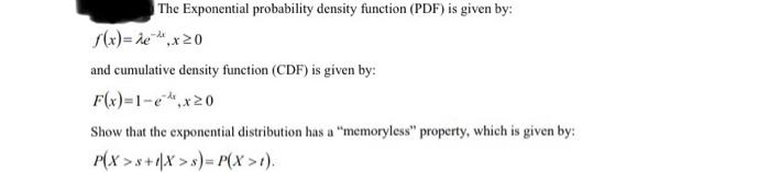 Solved The Exponential probability density function (PDF) is | Chegg.com