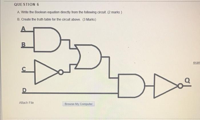 Solved QUESTION 6 A Write the Boolean equation directly from | Chegg.com