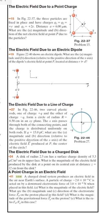 Solved Ihe Electric Field Due to a Point Charge *-15 In Fig | Chegg.com