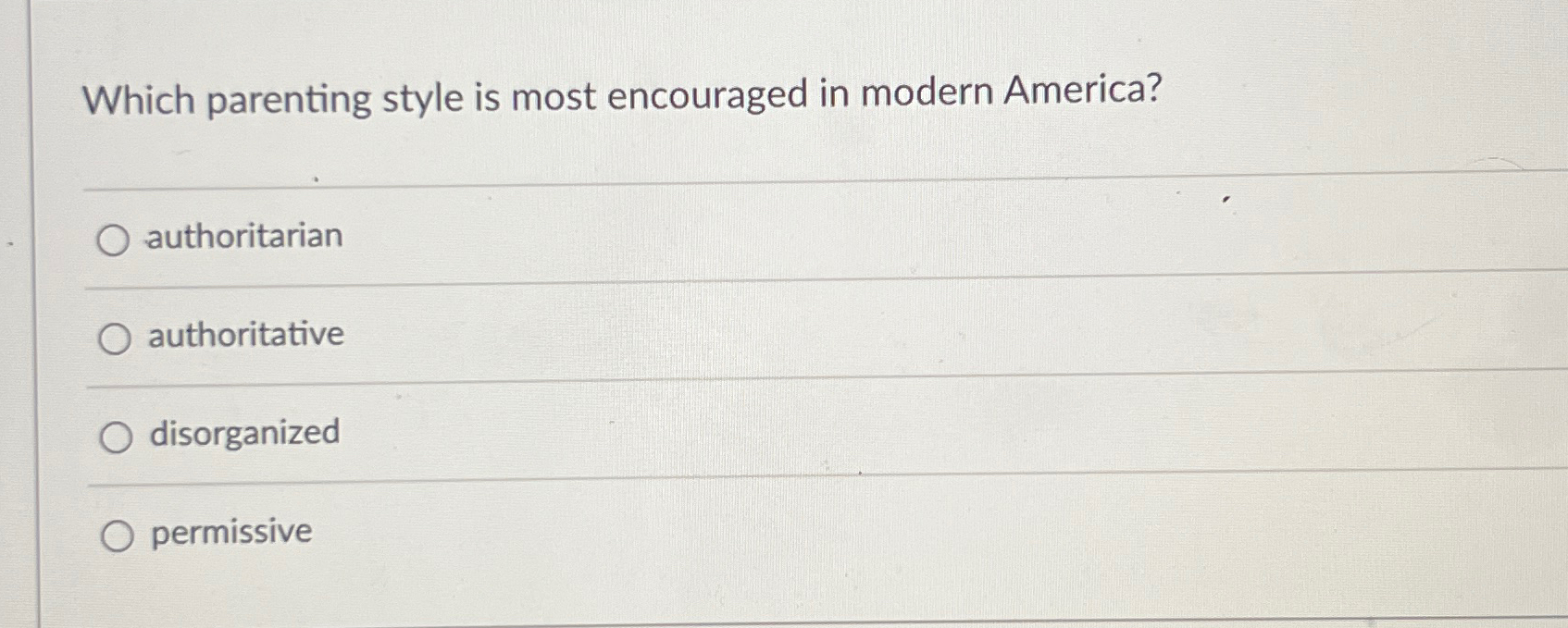Solved Which parenting style is most encouraged in modern | Chegg.com ...