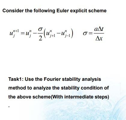 Solved Consider the following Euler explicit scheme ,+1 n | Chegg.com