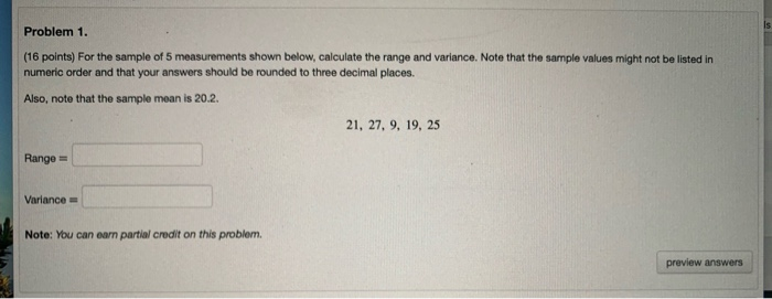 Solved Problem 1. (16 points) For the sample of 5 | Chegg.com