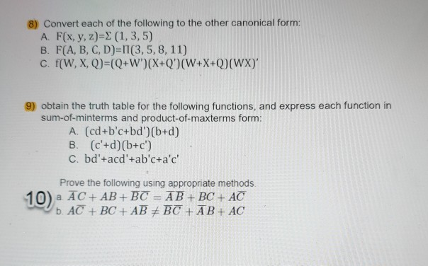 Solved 8 Convert Each Of The Following To The Other Cano Chegg Com