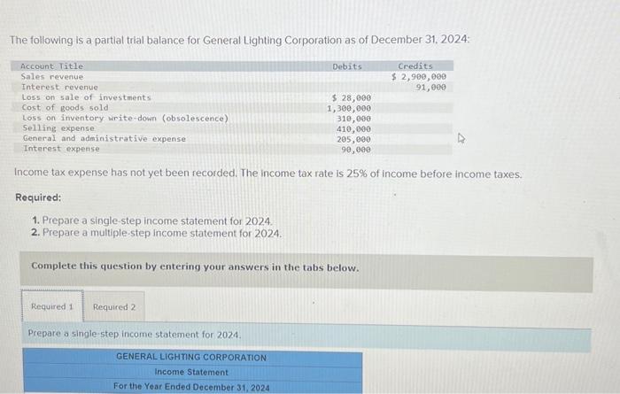 Solved The Following Is A Partial Trial Balance For General Chegg Com   Image