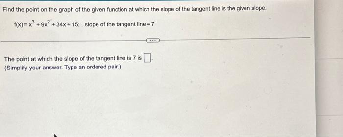 Solved Find the point on the graph of the given function at | Chegg.com