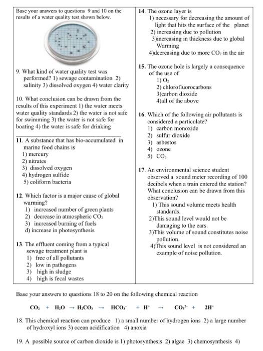 Solved Base your answers to questions 9 and 10 on the 14. | Chegg.com