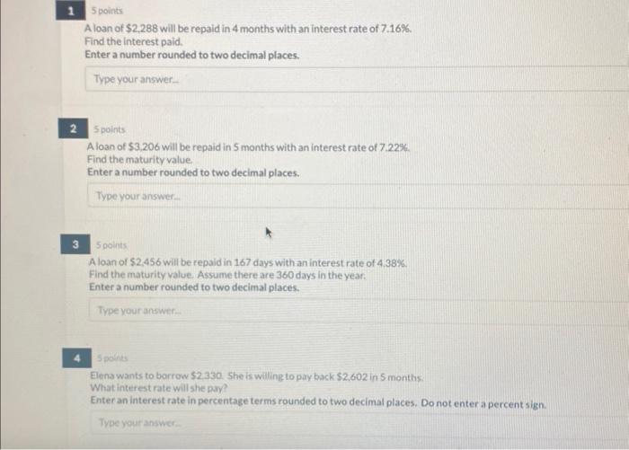 Solved A loan of $2.288 will be repaid in 4 months with an | Chegg.com