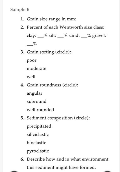 Solved 2 Mm B Quartz 10 Mm с Sample B 1. Grain Size Range | Chegg.com