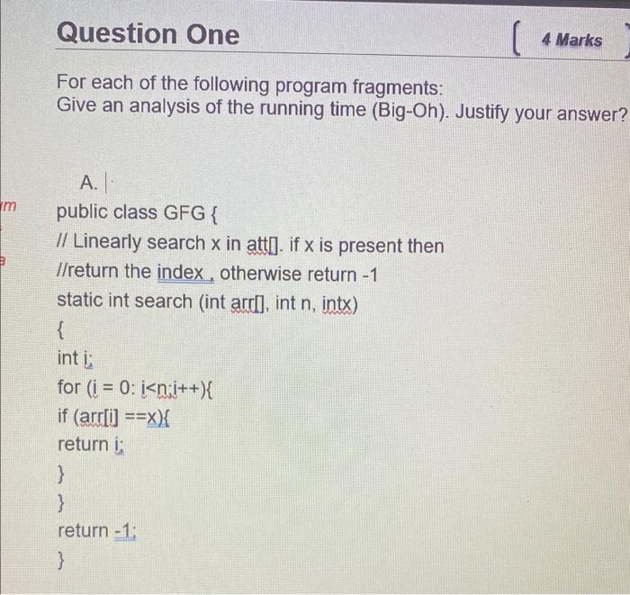 Solved For each of the following program fragments: Give an | Chegg.com