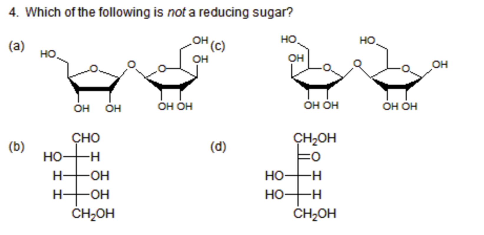 Solved Which of the following is not a reducing | Chegg.com