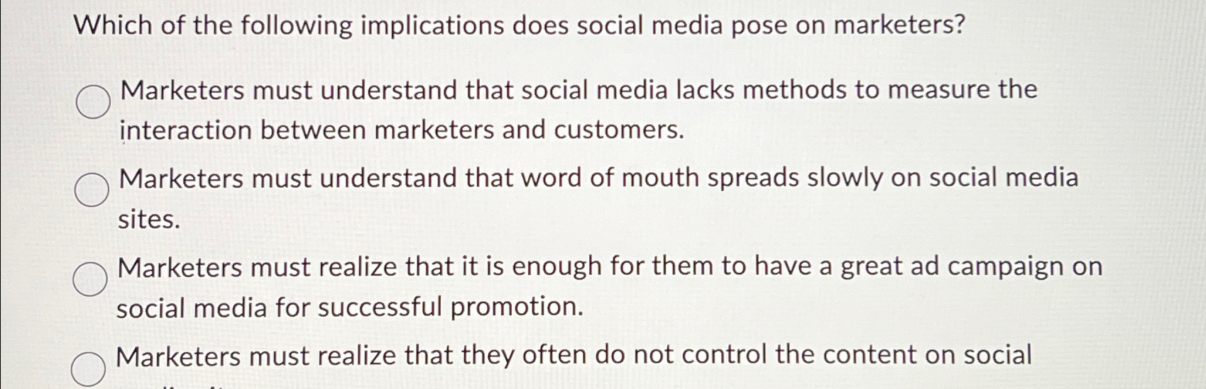Solved Which of the following implications does social media | Chegg.com