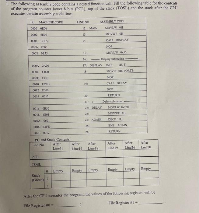 Solved 1. The following assembly code contains a nested | Chegg.com