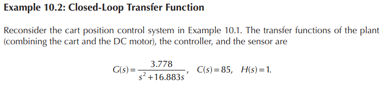 Solved Example 10.2: Closed-Loop Transfer FunctionReconsider | Chegg.com