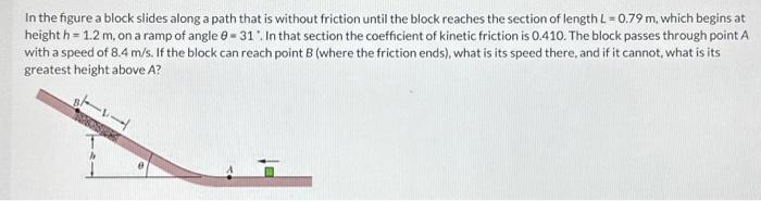 Solved In The Figure A Block Slides Along A Path That Is | Chegg.com