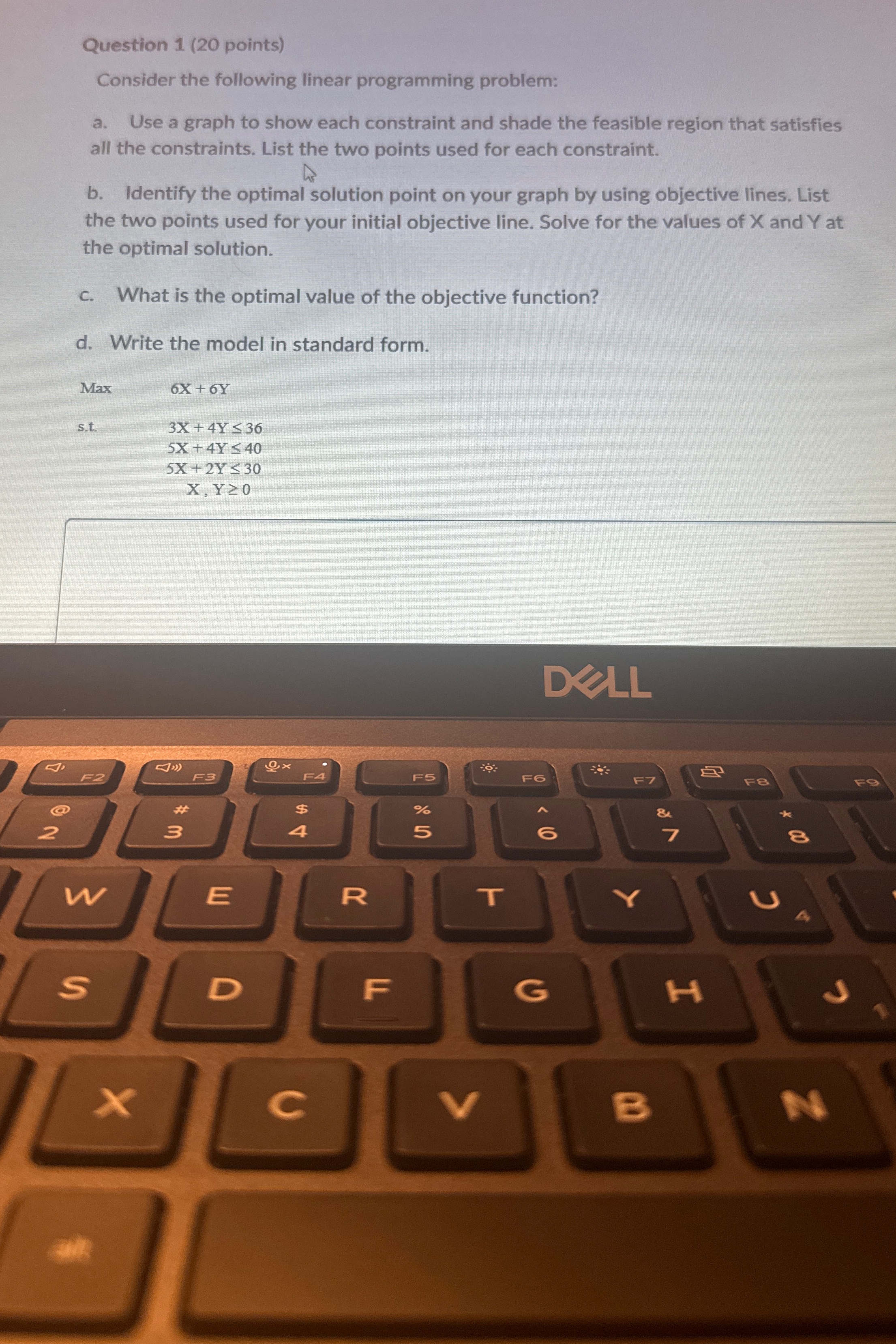 Solved Question 1 (20 ﻿points)Consider the following linear | Chegg.com