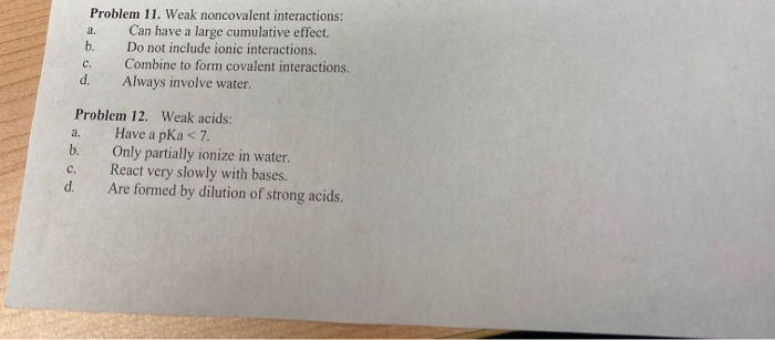 Solved Problem 11. Weak noncovalent interactions: a. Can | Chegg.com