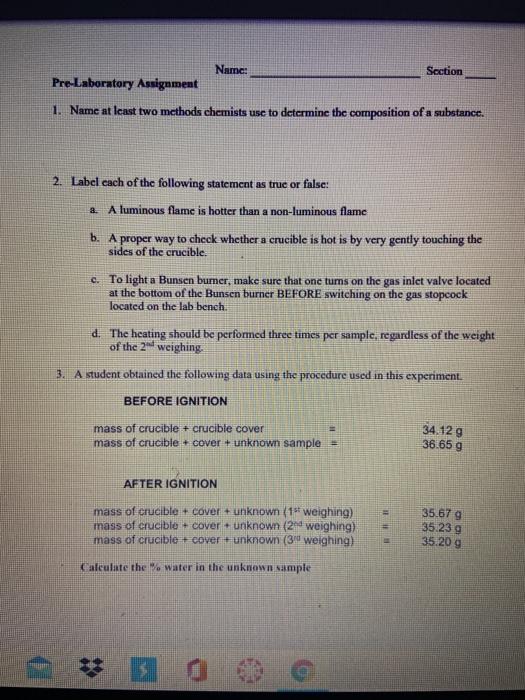 Solved Name: Section Pre-Laboratory Assignment 1. Name at | Chegg.com
