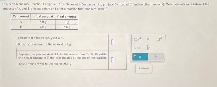Solved a certain chemical reaction Compound A combines with | Chegg.com