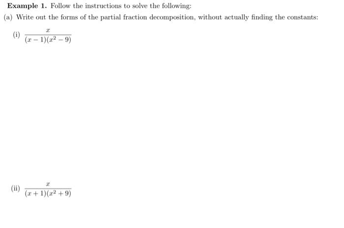 Solved Example 1. Follow the instructions to solve the | Chegg.com