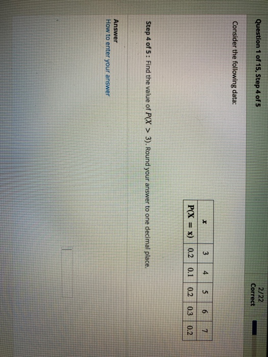 Solved Question 1 of 15, Step 4 of 5 2/22 Correct Consider | Chegg.com