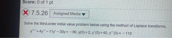 Solved Score: 0 of 1 pt X 7.5.26 Assigned Media Solve the | Chegg.com