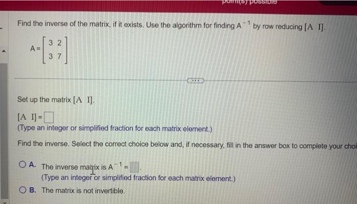 Solved Find the inverse of the matrix, if it exists. Use the | Chegg.com