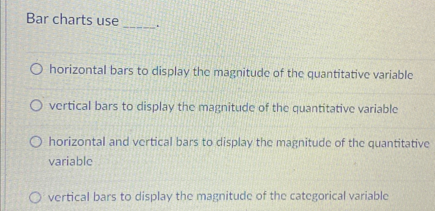 Solved Bar charts usehorizontal bars to display the | Chegg.com