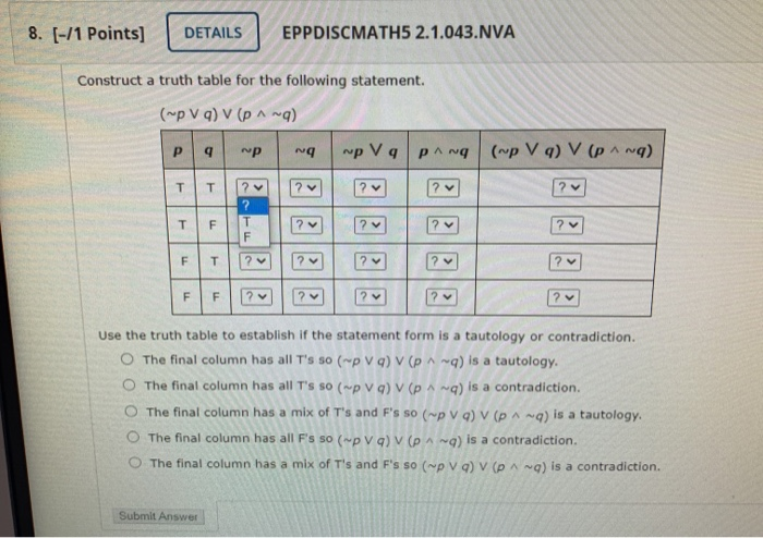 Solved 4. [-/1 Points] DETAILS EPPDISCMATH5 2.1.015.NVA
